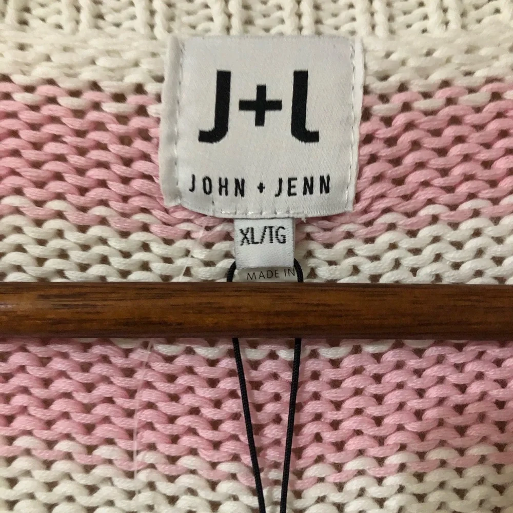 NWT John & Jenn open knit multi strip sweater - Picture 3 of 6